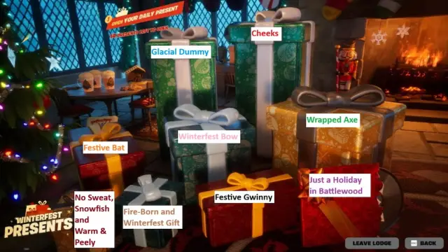 First set of gifts marked in fortnite winterfest