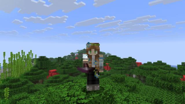 Holding a spear in minecraft