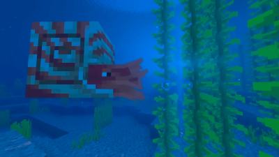A Nautilus underwater in Minecraft