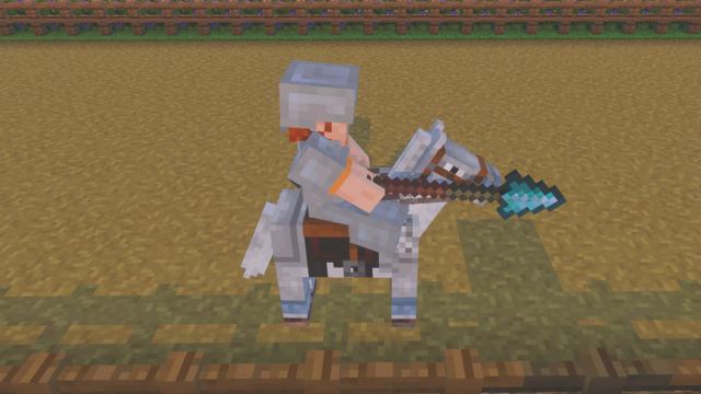 Player on horse using spear in minecraft